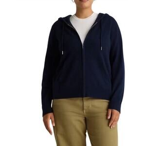 NWT: Mongolian Cashmere Full Zip Hoodie in True Navy Size L